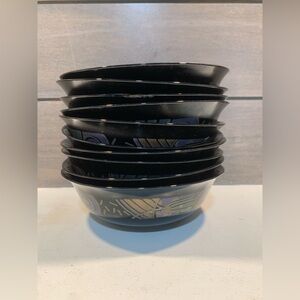 Arcoroc Tampico Black Multi Pattern BTG Bowls Set of 10 Made in France Artsy